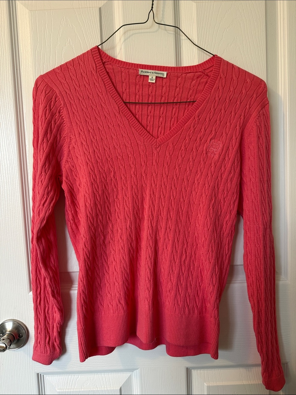 Coral Cable V-Neck Sweater (Golf)